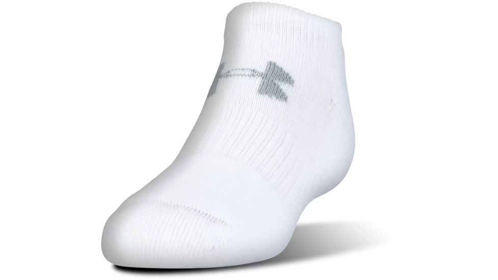 Under Armour Charged Cotton 2.0 Socks, Pack of 6, White/Gray, 9-11 Medium, U320-WHT/GRY-MD