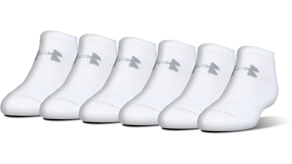 Under Armour Charged Cotton 2.0 Socks, Pack of 6, White/Gray, 9-11 Medium, U320-WHT/GRY-MD
