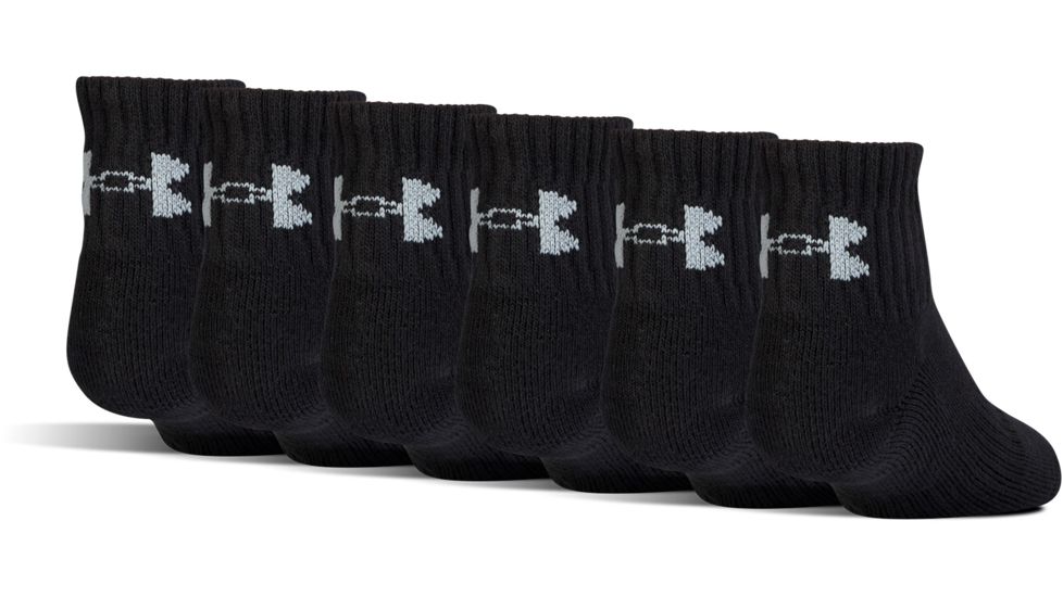 Under Armour Charged Cotton 2.0 Socks, Pack of 6, Black/Gray, 9-11 Medium, U321-BLK/GRY-MD
