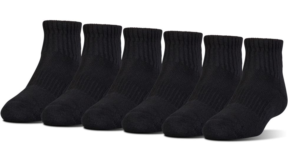 Under Armour Charged Cotton 2.0 Socks, Pack of 6, Black/Gray, 9-11 Medium, U321-BLK/GRY-MD