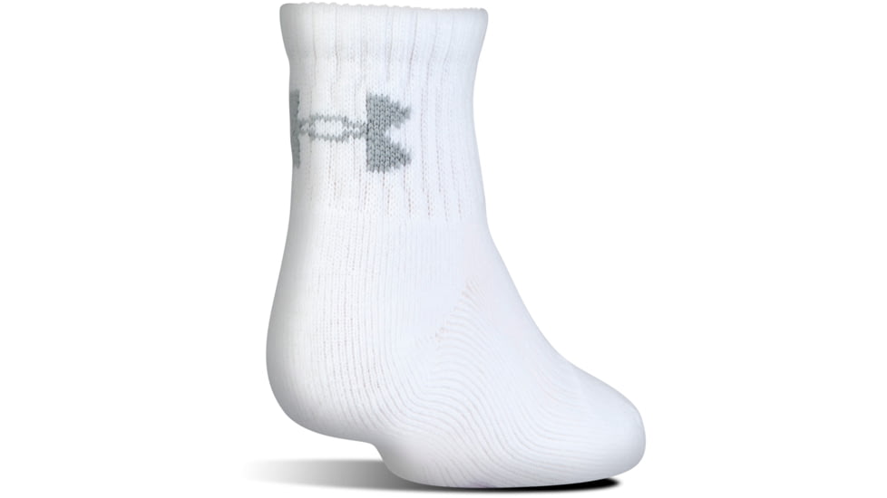 Under Armour Charged Cotton 2.0 Socks, Pack of 6, White/Gray, 13-15 Extra Large, U321-WHT/GRY-XL