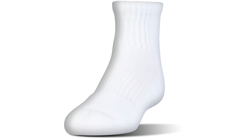 Under Armour Charged Cotton 2.0 Socks, Pack of 6, White/Gray, 13-15 Extra Large, U321-WHT/GRY-XL