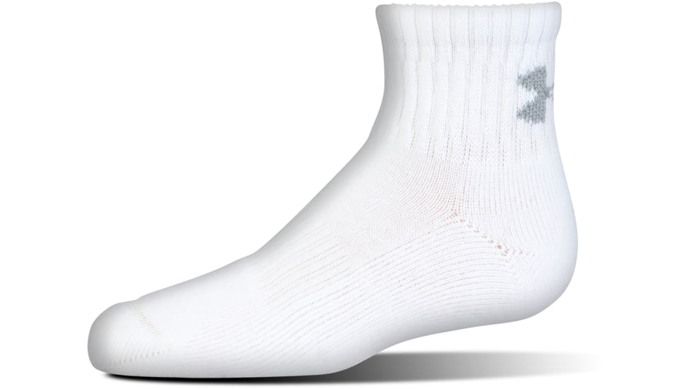 Under Armour Charged Cotton 2.0 Socks, Pack of 6, White/Gray, 13-15 Extra Large, U321-WHT/GRY-XL