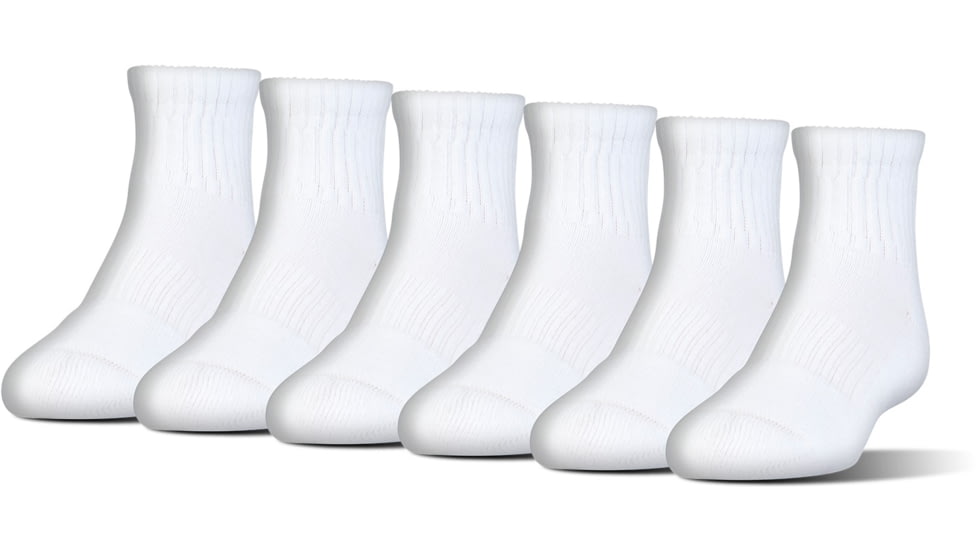 Under Armour Charged Cotton 2.0 Socks, Pack of 6, White/Gray, 13-15 Extra Large, U321-WHT/GRY-XL