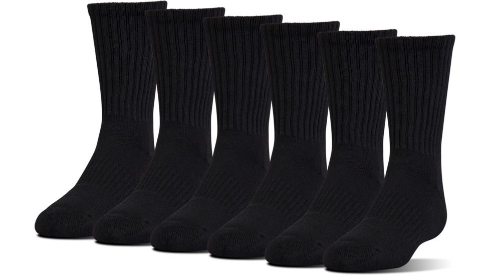 Under Armour Charged Cotton 2.0 Socks, Pack of 6, Black/Gray, 13-15 Extra Large, U322-BLK/GRY-XL