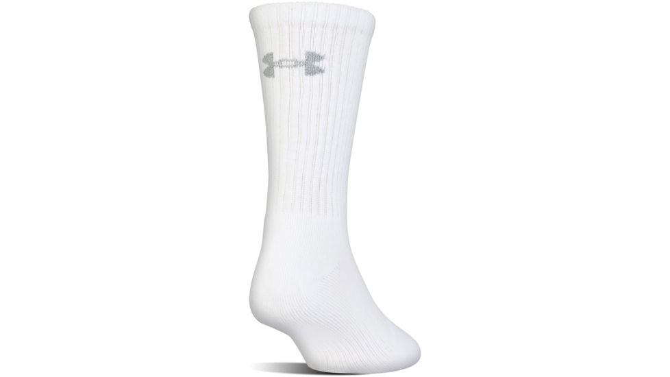 Under Armour Charged Cotton 2.0 Socks, Pack of 6, White/Gray, 9-11 Medium, U322-WHT/GRY-MD