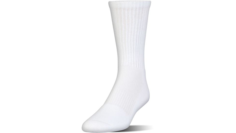 Under Armour Charged Cotton 2.0 Socks, Pack of 6, White/Gray, 9-11 Medium, U322-WHT/GRY-MD