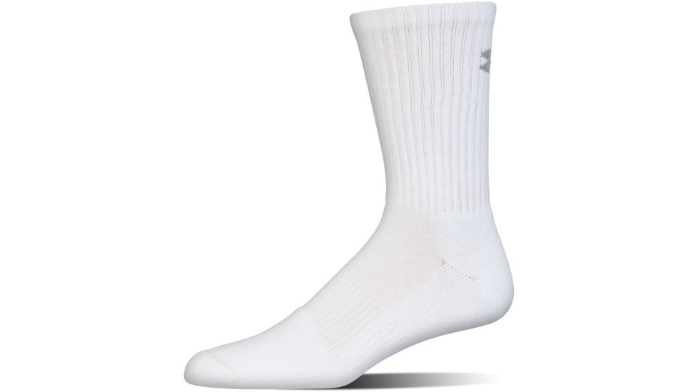 Under Armour Charged Cotton 2.0 Socks, Pack of 6, White/Gray, 9-11 Medium, U322-WHT/GRY-MD