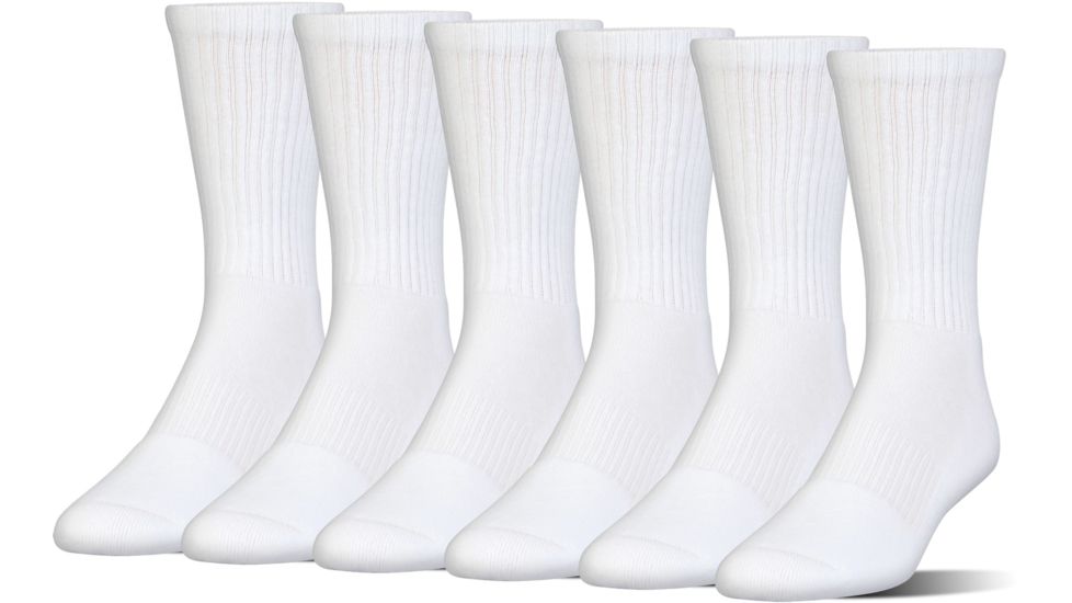 Under Armour Charged Cotton 2.0 Socks, Pack of 6, White/Gray, 13-15 Extra Large, U322-WHT/GRY-XL