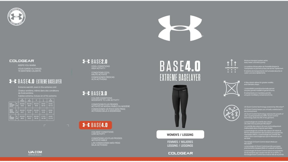 Under Armour ColdGear 4.0 Legging - Women's, Extra Small, Black, 1343323001XS