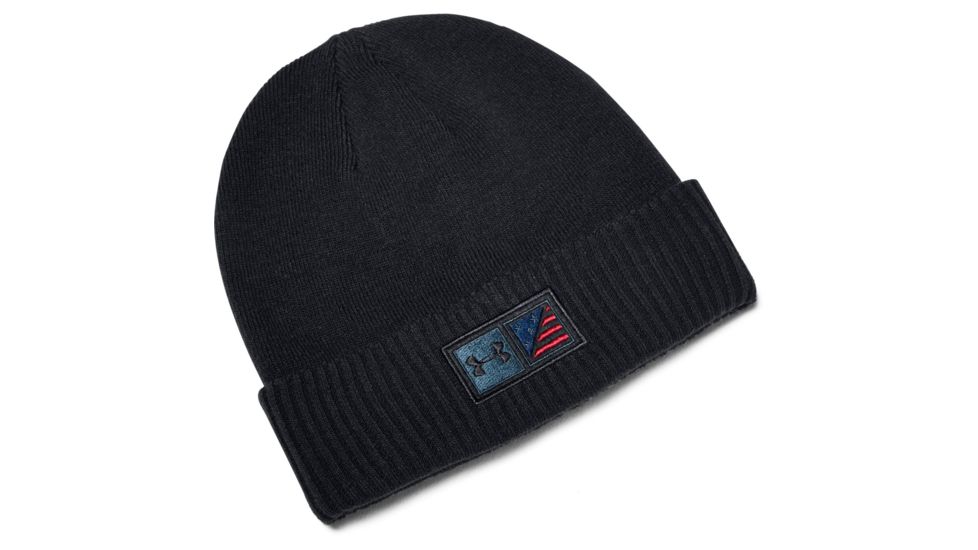Under Armour Freedom Knit Beanie - Men's, Black, One Size Fits All, 1343191001OSFA
