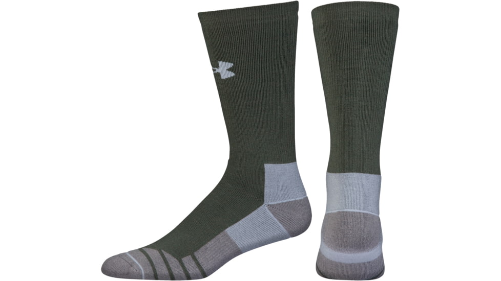 Under Armour Mens Hitch Heavy 3.0 Socks, Combat Green/Steel, 9-11 Medium, U730-COM/STL-MD