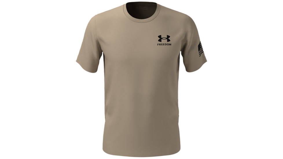 Under Armour New Freedom Flag T-Shirt - Mens, Desert Sand / Black, Large, 1370810290LG