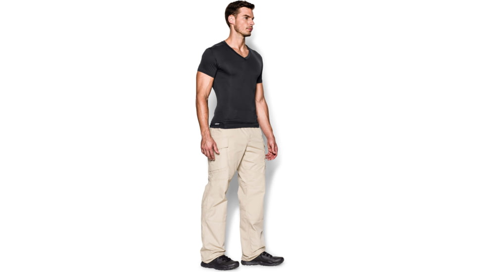 Under Armour Tactical HeatGear Compression V-Neck T-Shirt - Mens, Black, 3X-Large, 12160100013X