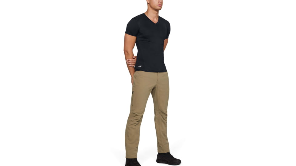 Under Armour Tactical HeatGear Compression V-Neck T-Shirt - Mens, Black, 3X-Large, 12160100013X