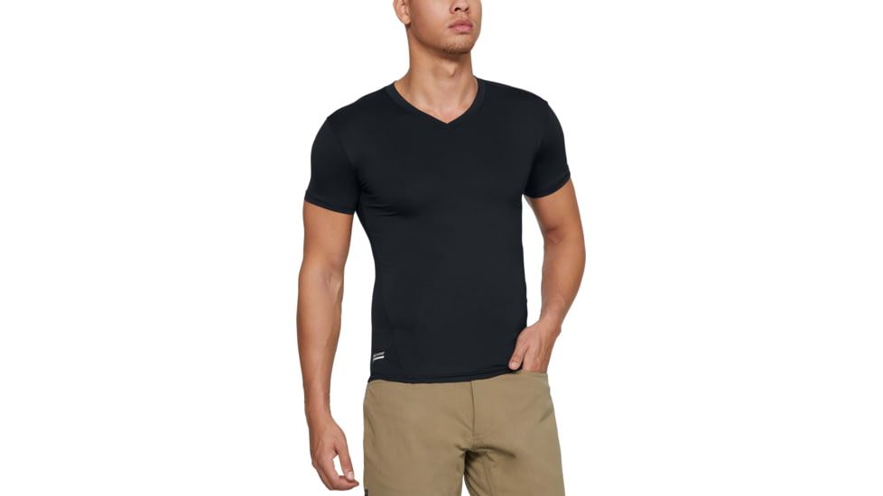 Under Armour Tactical HeatGear Compression V-Neck T-Shirt - Mens, Black, 3X-Large, 12160100013X