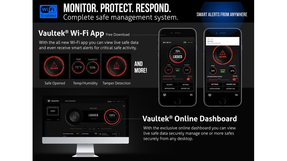 Vaultek Safe NMX Large Capacity Rugged Bluetooth Smart Safe, Black, NMX-BK