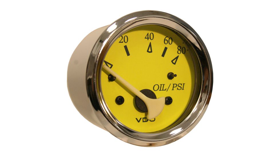 VDO Allentare Yellow/Blue 80PSI Oil Pressure Gauge - Use w/Marine 240-33 Ohm Sender - 12V 61109