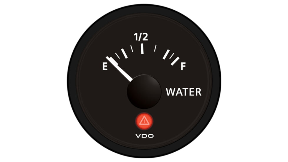 VDO Viewline Onyx Freshwater Gauge 12/24V - Use with VDO 10-180 Ohm Sender 61329