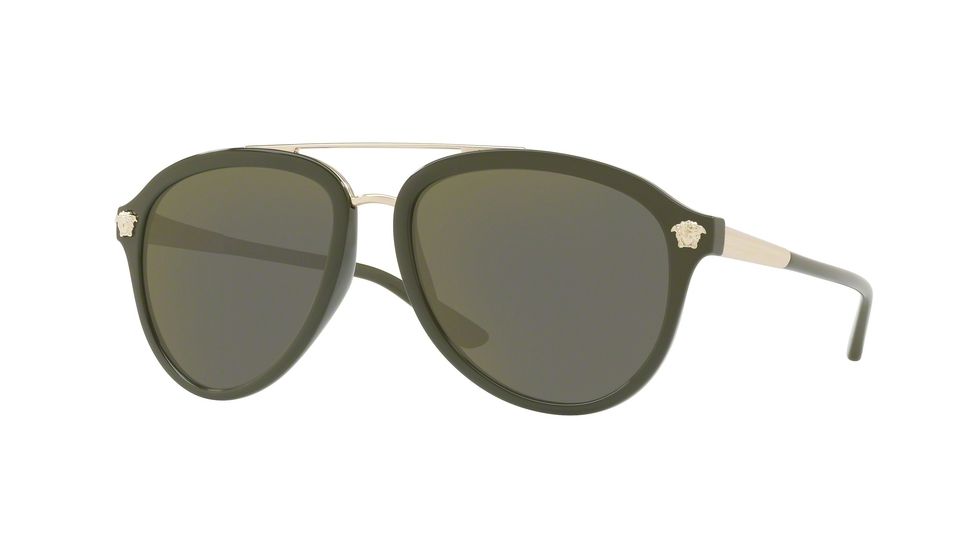 Versace VE4341 Progressive Prescription Sunglasses, 58mm, Military Green, VE4341-52624T-58-PRO