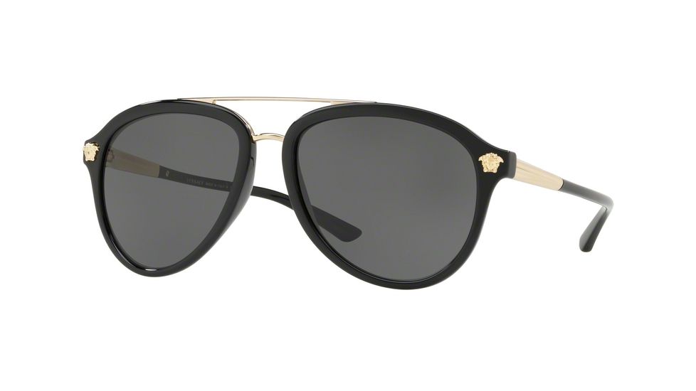 Versace VE4341 Progressive Prescription Sunglasses, 58mm, Black, VE4341-GB1-87-58-PRO
