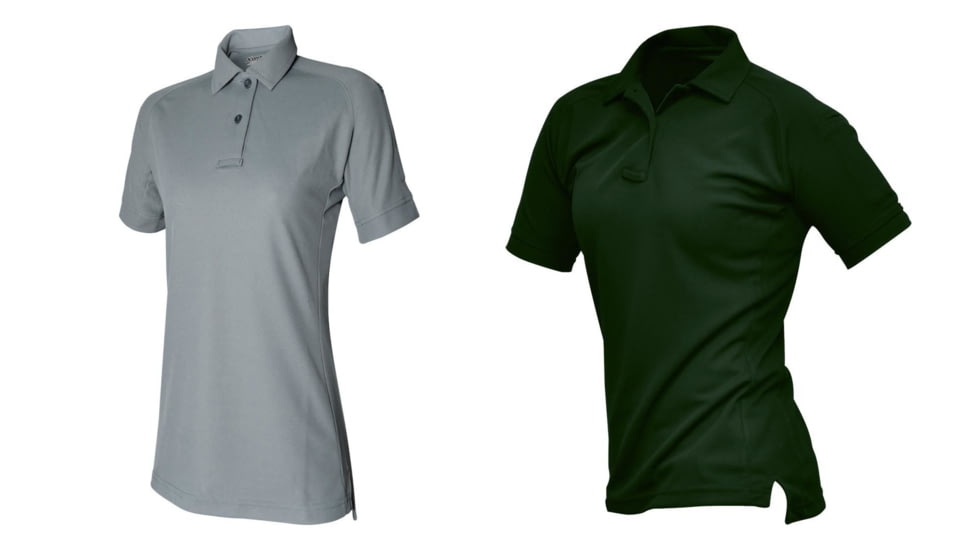 Vertx Womens Coldblack Short Sleeve Polo, Grey, Spruce Green