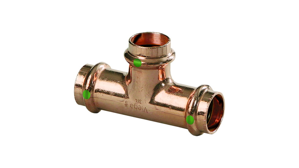 Viega ProPress 2in Copper Tee - Triple Press Connection - Smart Connect Technology, 77477