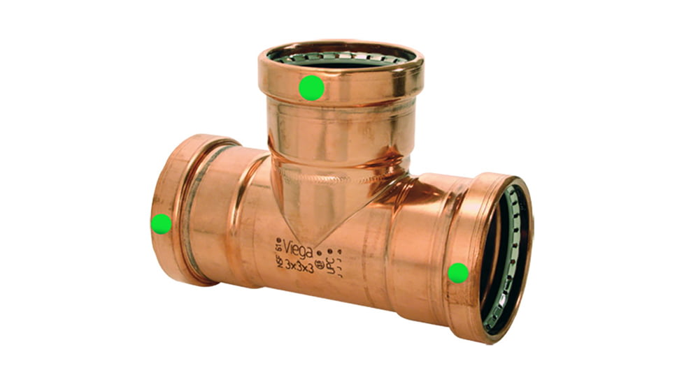 Viega ProPress XL 2-1/2in Copper Tee - Triple Press Connection - Smart Connect Technology, 20683