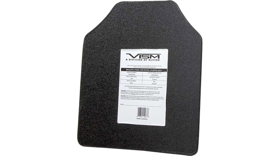 Vism UHMWPE Curved Shooters Cut 10x12in Level IIIA Hard Ballistic Plate/Pistol Caliber Protection, Black, BUDC1012