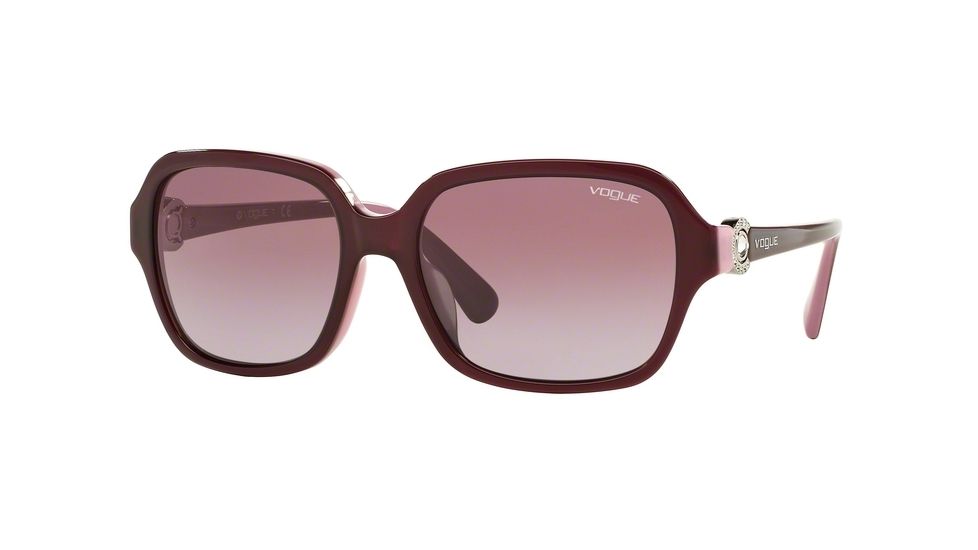Vogue VO2994BF Single Vision Prescription Sunglasses VO2994BF-23218H-57 - Lens Diameter 57 mm, Frame Color Eggplant Violet/opal Pink