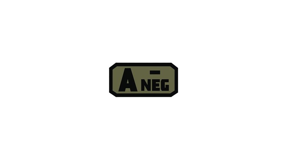Voodoo Tactical Blood Type Rubber Patch, A- Neg, OD Green, 07-0992004000
