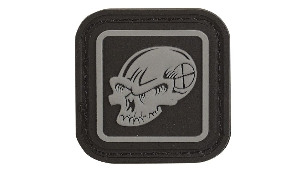 Voodoo Tactical Rubber Patch, Enclosed Skull, Black/Gray, 07-0980108000
