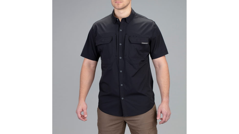 Vortex Callsign Short Sleeve Button Up - Mens, Black, Medium, 121-36-BLKM