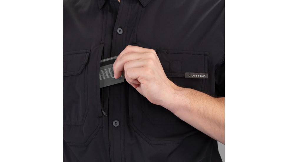 Vortex Callsign Short Sleeve Button Up - Mens, Black, Medium, 121-36-BLKM