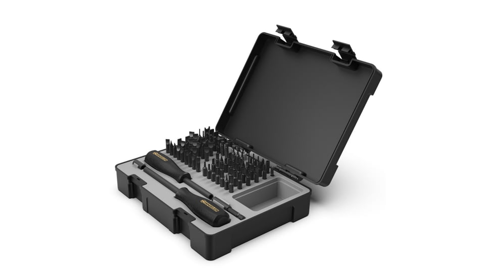 Wheeler Engineering Professional Gunsmithing Screwdriver Set, Hollow-Ground Flat Bits, Short/Extended Drivers, Texturized Rubber Grip, Black Phosphate, 89-Pack, 4001008