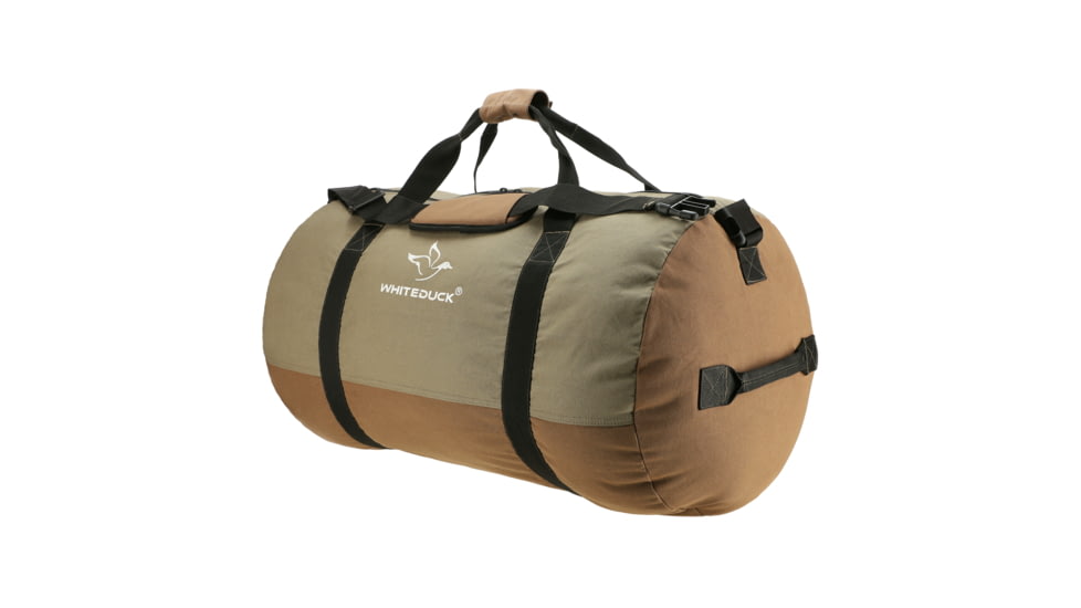 White Duck Filios Canvas Duffel Bag, Brown/Olive, 24in x 16in, FBA-FDBOBR1-2416