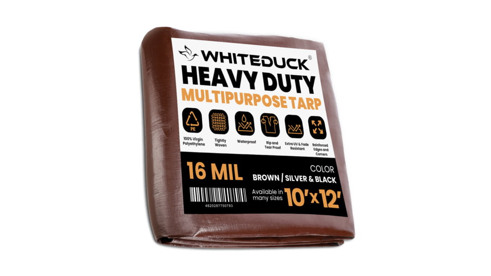 White Duck Super Heavy Duty Poly Tarp, Brown, 10ft x 12ft, PT-10x12