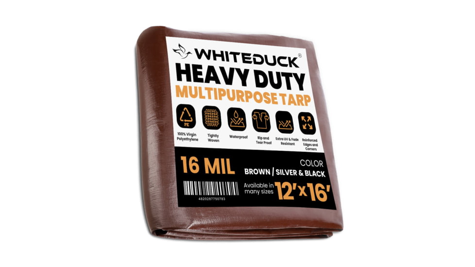 White Duck Super Heavy Duty Poly Tarp, Brown, 12x16ft, PT-12x16