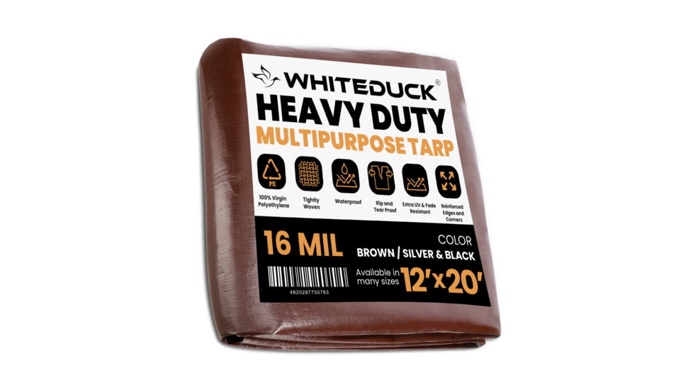 White Duck Super Heavy Duty Poly Tarp, Brown, 12x20ft, PT-12x20