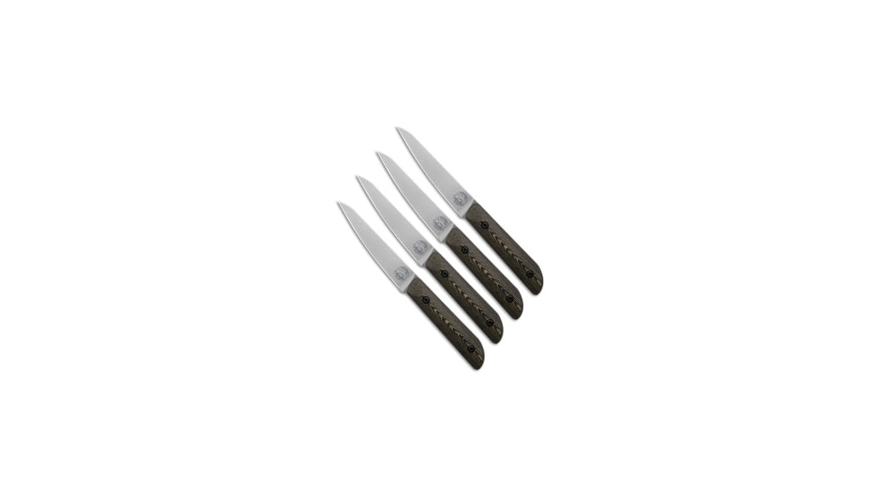 White River White River Knives Liong Mah Four Steak Knife Set Maple &amp; Blk Richite, Black/Brown, Magnacut, adult, BHQ-240391