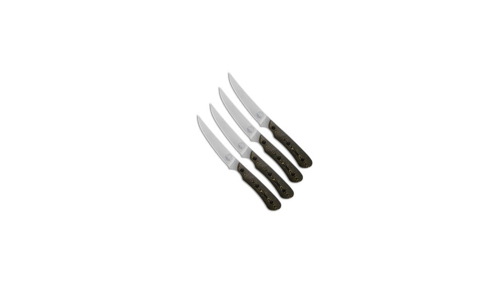 White River White River Knives Smith &amp; Sons Four Steak Knife Set Maple &amp; Blk Richlite, Black/Brown, Magnacut, adult, BHQ-240396