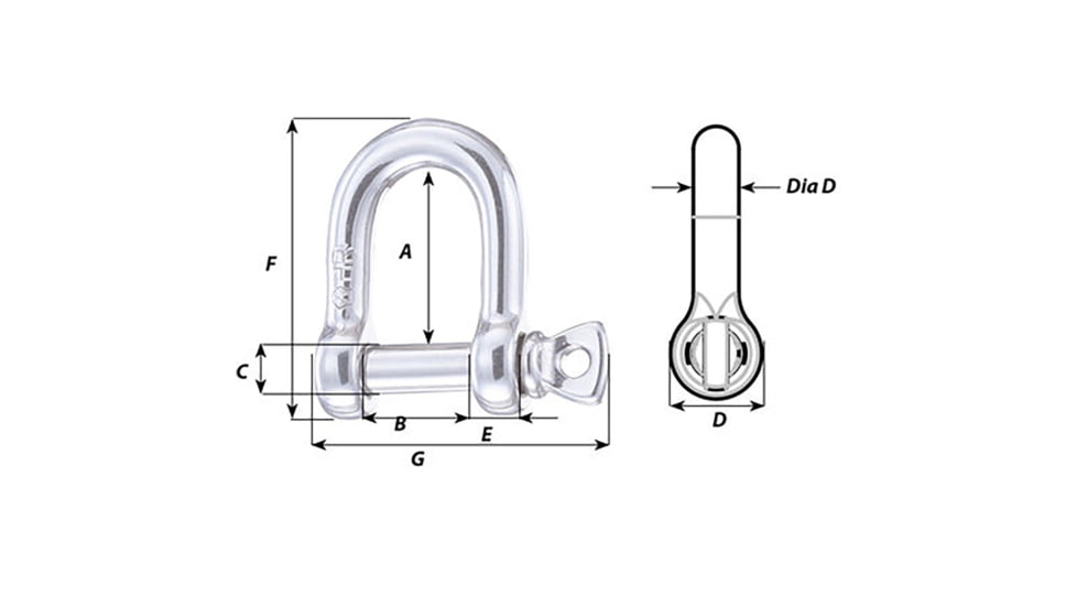 Wichard Marine HR D Shackle - Diameter 12mm, 11206