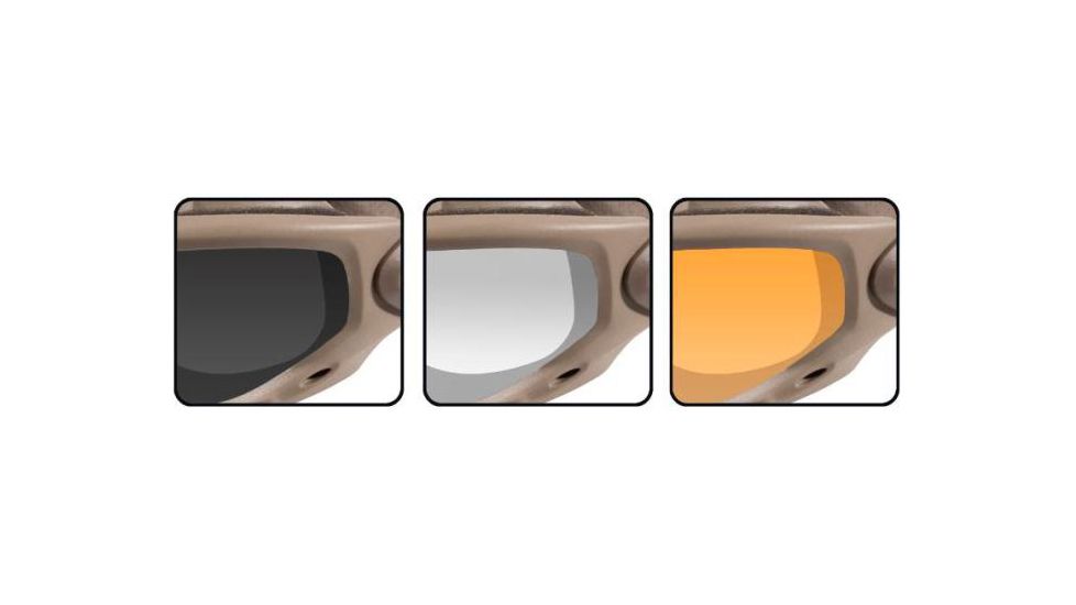 Wiley X Spear - Smoke Gray, Clear, Light Rust Lenses - Close-up SP293T