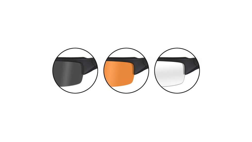Wiley X Valor Sunglasses - Smoke Gray, Clear, Lght Rust Lenses - Close-up CHVAL06