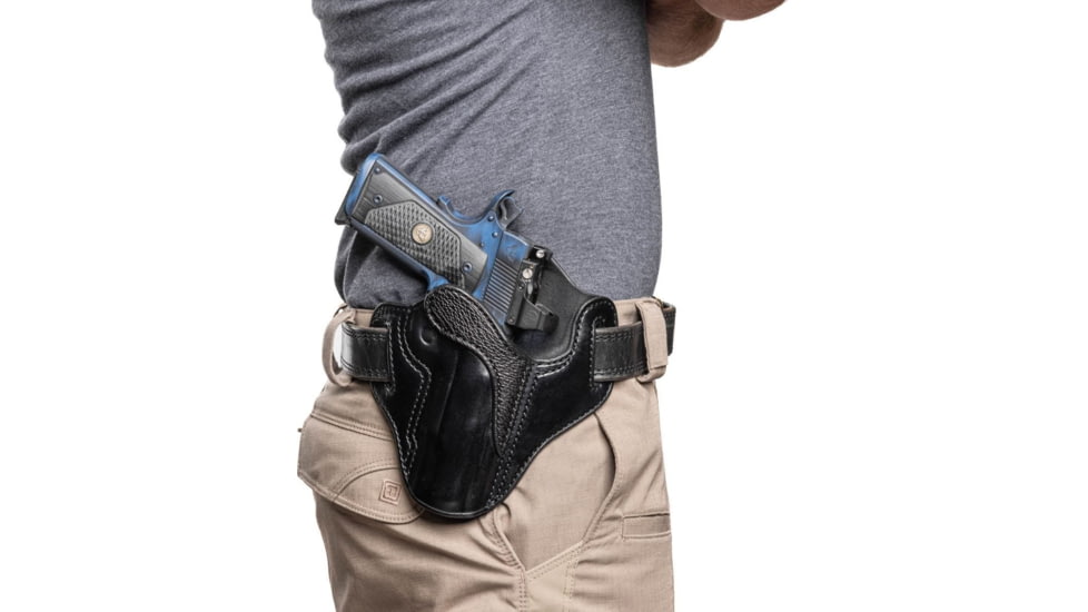 Wilson Combat Optic Ready Cowhide Leather Outside the Waistband Holster, Full-Size 1911, Right, Black, OR1BLSR15