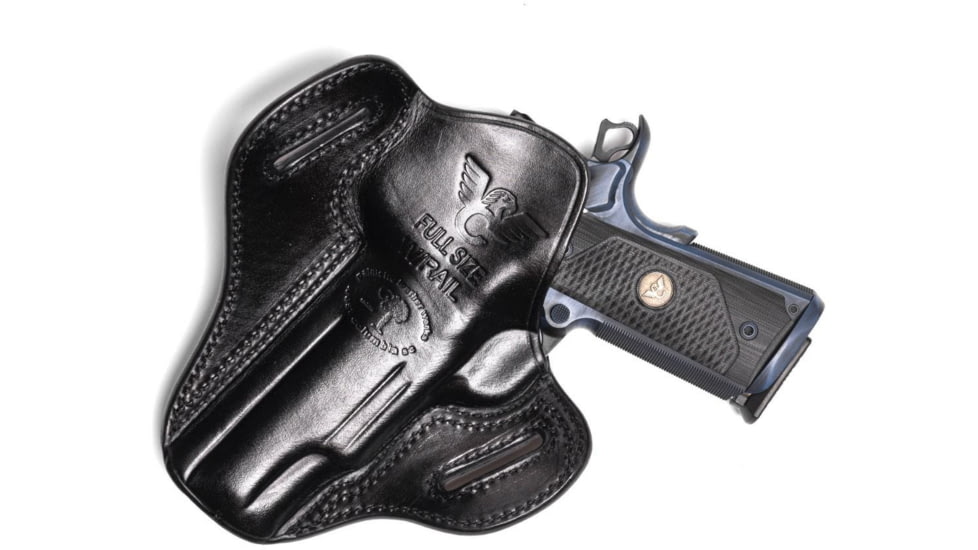 Wilson Combat Optic Ready Cowhide Outside the Waistband Holster w/Rail, Full Size 1911, Right, Black, OR1BLSR15R