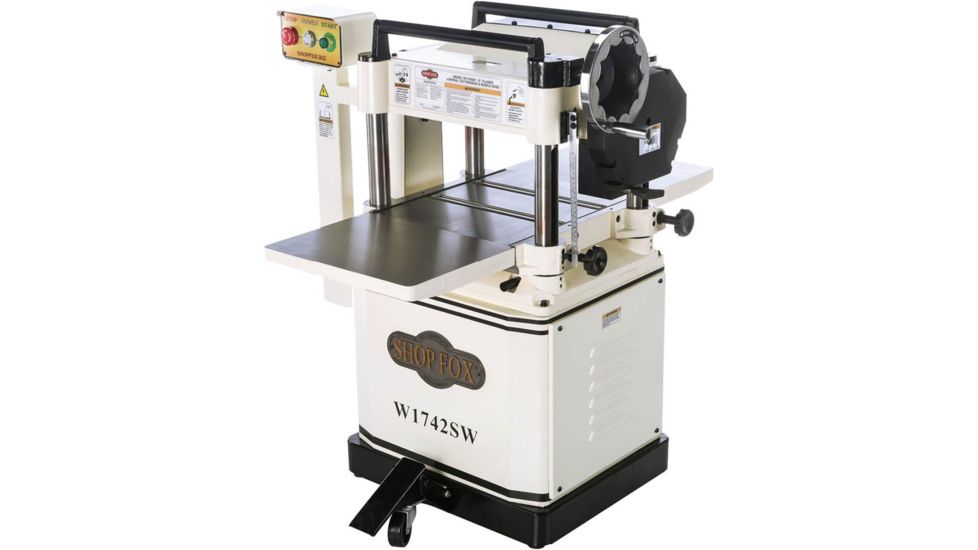 Woodstock SHOP FOX 15in Planer with Spiral Cutterhead &amp; Built-in Mobile Base, W1742SW