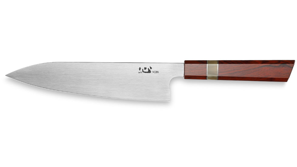 Xin Cutlery 14.25in Satin Japanese Style Chef's Knife, 14.25in Overall, 9in Satin Sandvik 12C27 Blade, Rosewood/Buffalo Horn/Nickel Silver Handle, XC121