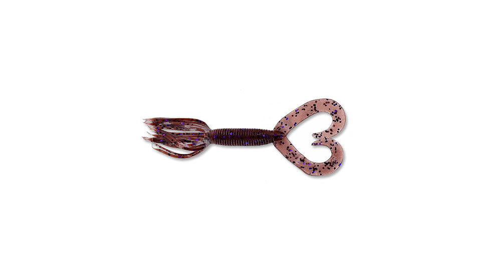 Yamamoto Baits Double Tail Hula Grub, 4in, 10pk, Cinnamon Brown with Large Black &amp; Large Purple Body, 93-10-221