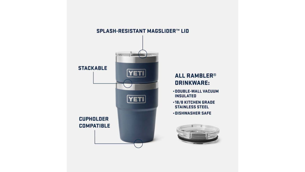 Yeti Rambler 16 oz Stackable Cup - NCAA Illinois, Navy, 28100006619